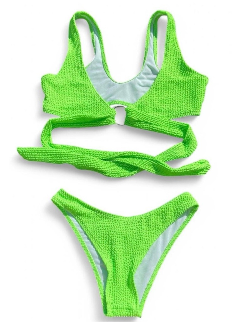 Neon Green Textured Two-Piece Bikini